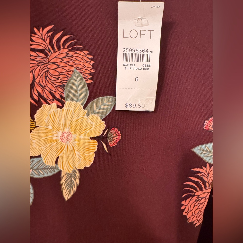 Ann Taylor LOFT Floral Cuffed Shift Dress Size 6 NWT - Picture 10 of 11